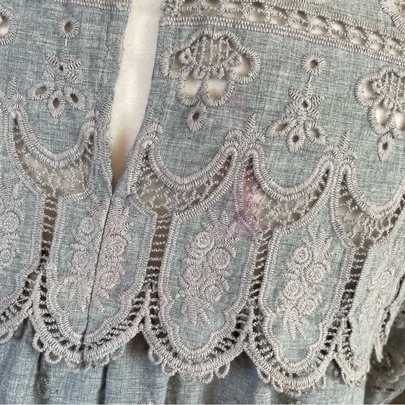 Sea Gray Boho Peasant Blouse Top SIZE 6 - Picture 6 of 8